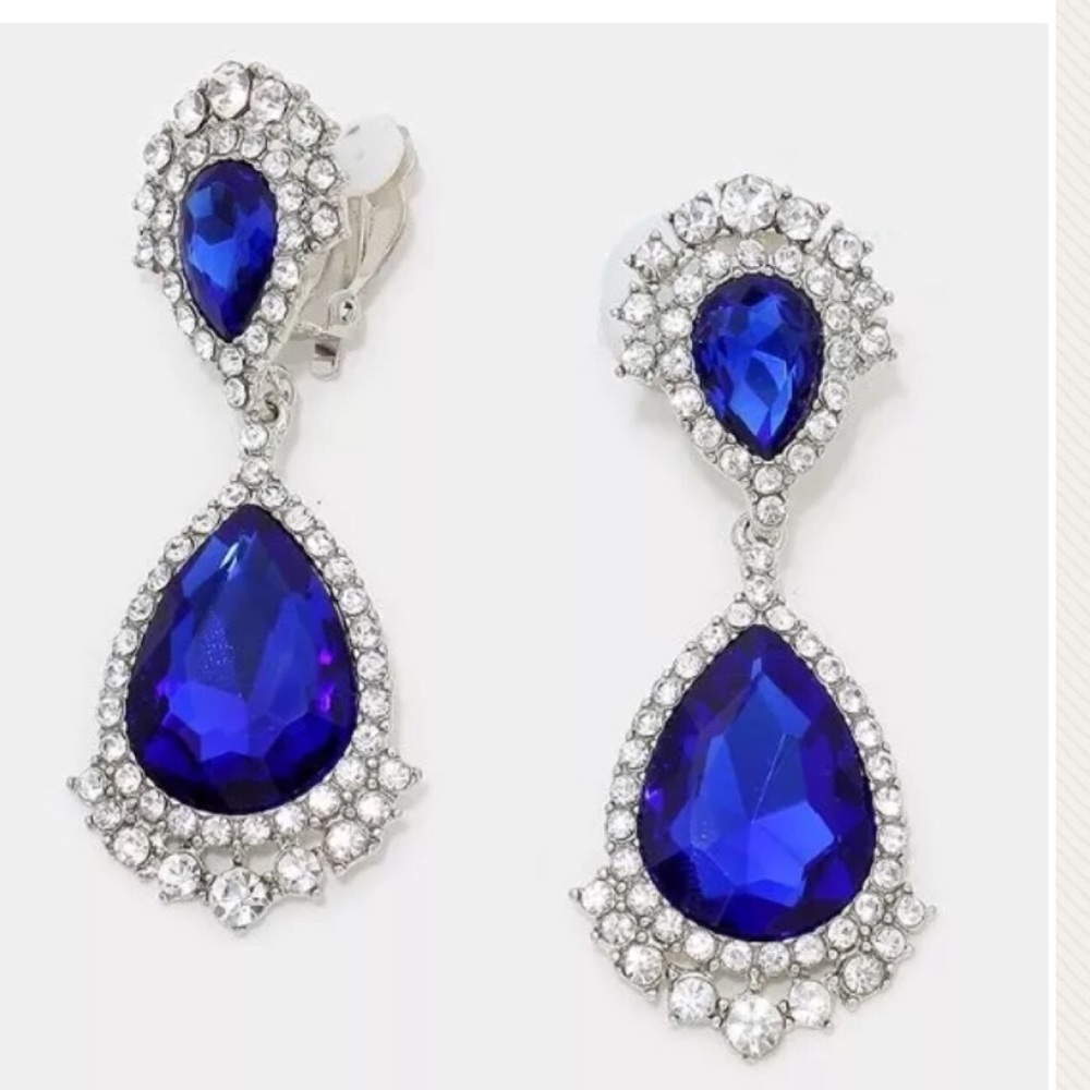 Blue clip on earrings